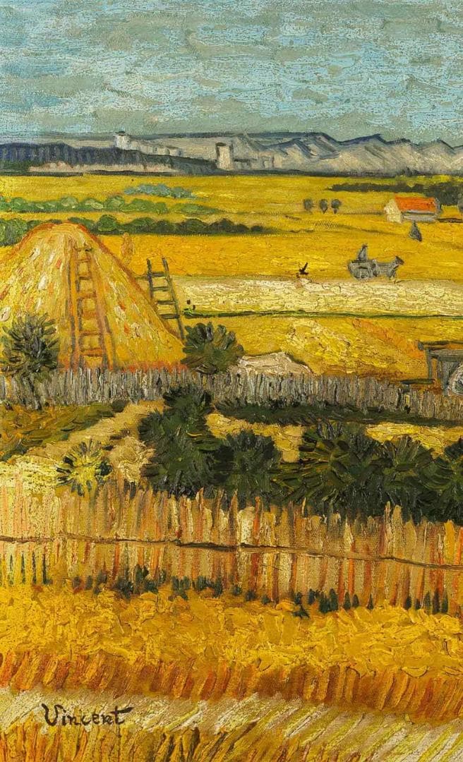ヴァン・ゴッホ　油彩　肉筆『収穫』表サイン　鑑定証　F12号　額無　b799a