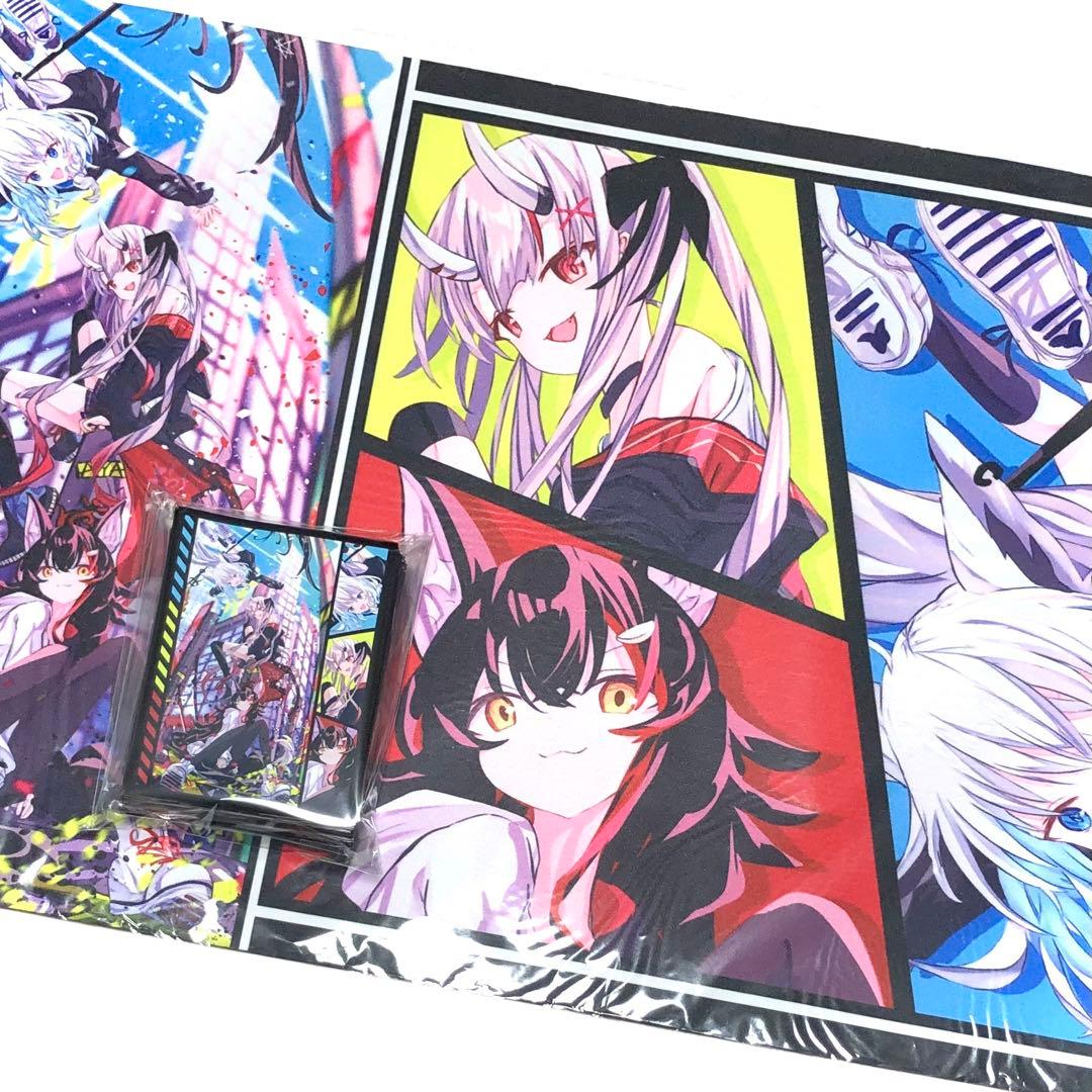 ホロライブ 百鬼あやめ 白上フブキ 大神ミオ スリーブ プレイマット セット q