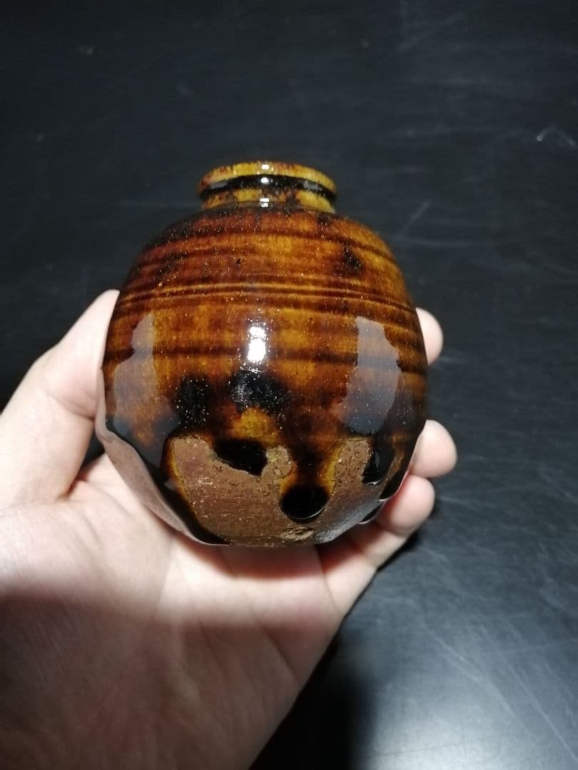 【茶道具】丹波茶入　陶春作　茶入100