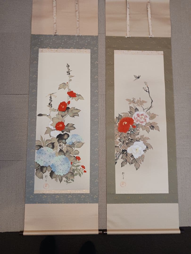 酒井抱一 画 十二ヶ月花鳥図 / 四季 四幅対