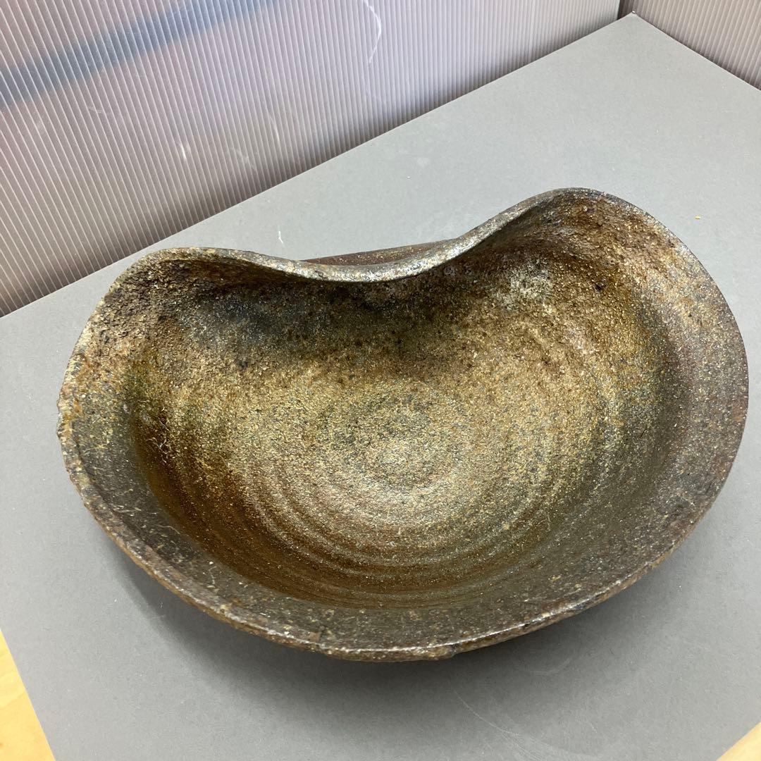 骨董品　茶道具　古常滑焼￼菓子鉢　時代箱　背景キズ　S203HI