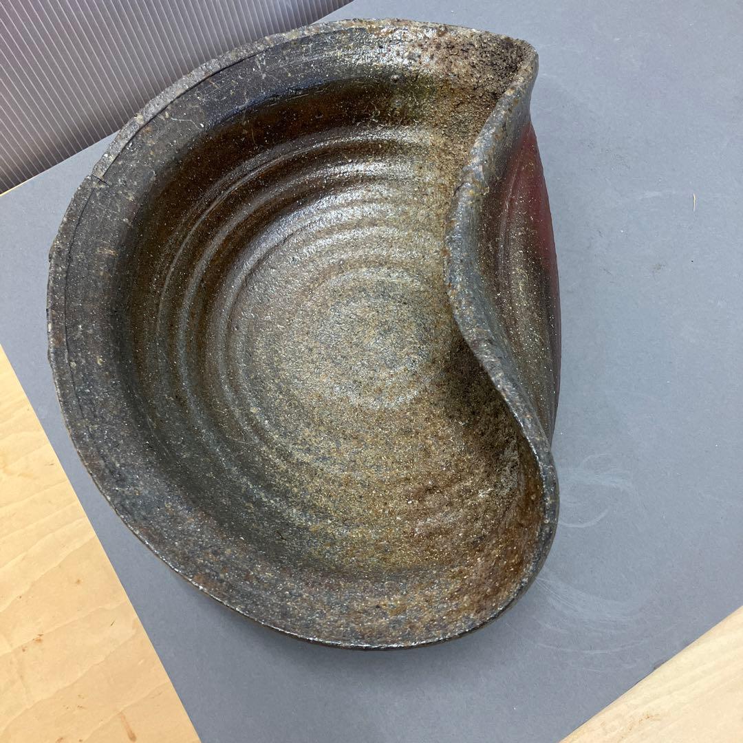 骨董品　茶道具　古常滑焼￼菓子鉢　時代箱　背景キズ　S203HI