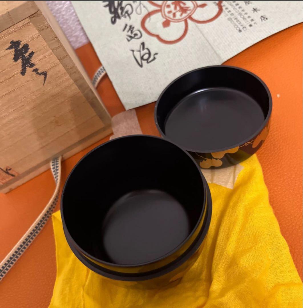 輪島塗 棗 なつめ 蒔絵 黒塗 茶道具 茶器 漆工芸品 共箱あり製造元輪島屋本店
