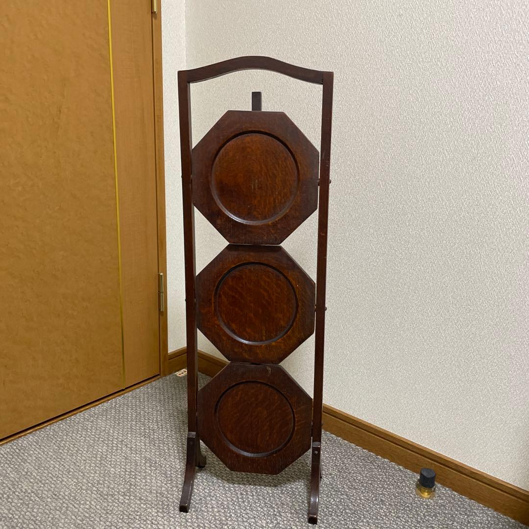 1／27まで発送停止。 木製 3段 ケーキスタンド 八角形　アンティーク