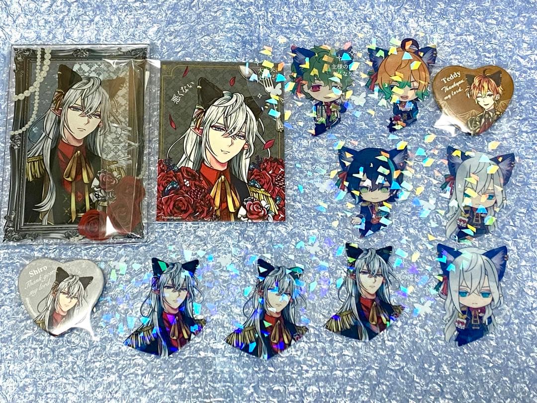 あくねこ シロ ベレン A賞 アクリルボード ハート缶バッジ 悪魔執事と黒い猫