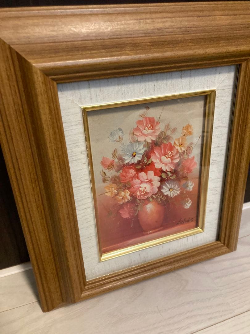 Nicholas 花瓶に生けた花 油彩画