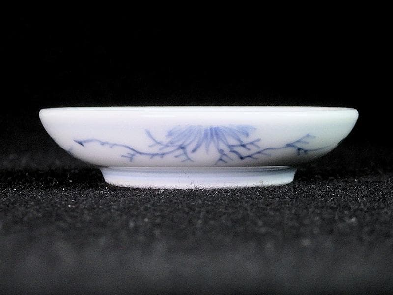 古伊万里　染付　笛吹童子に牛の図　豆皿　C873AS-BWn