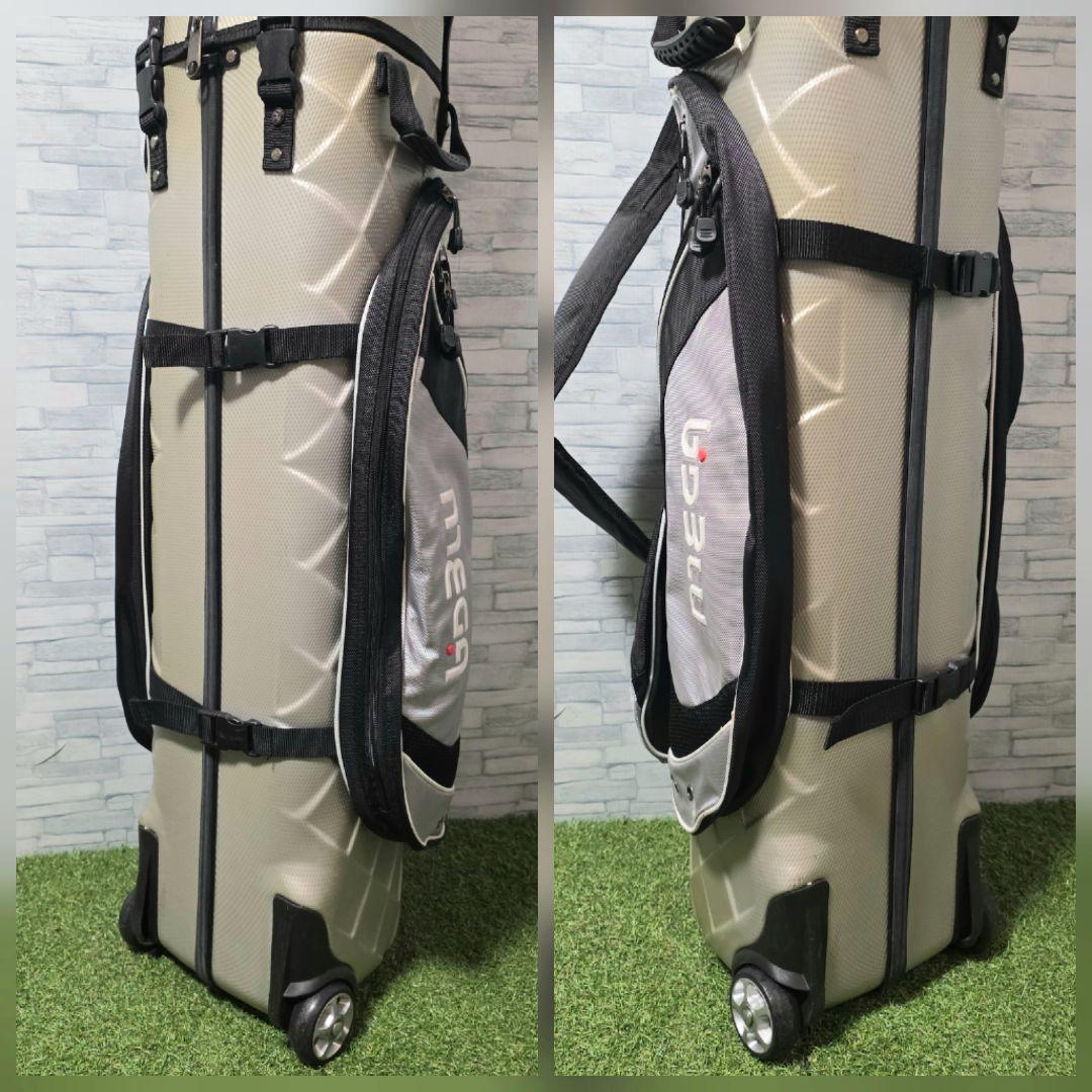 極美品 MEGA GOLF キャスター付 ハードケース キャディバッグ グレー