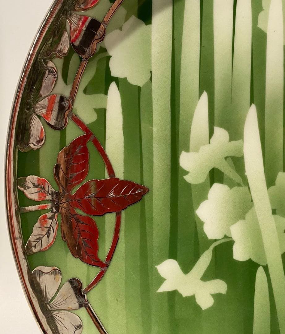 西浦焼 釉下彩銀装大皿