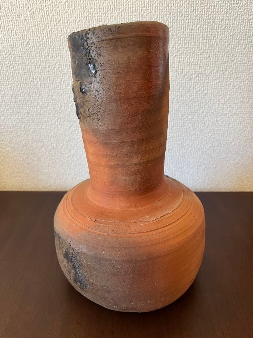 備前焼花瓶　藤原陶村（正義）作