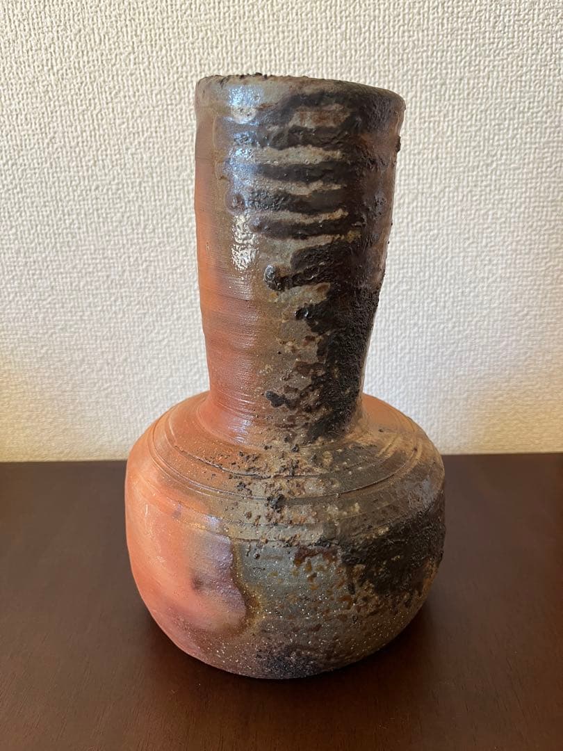 備前焼花瓶　藤原陶村（正義）作