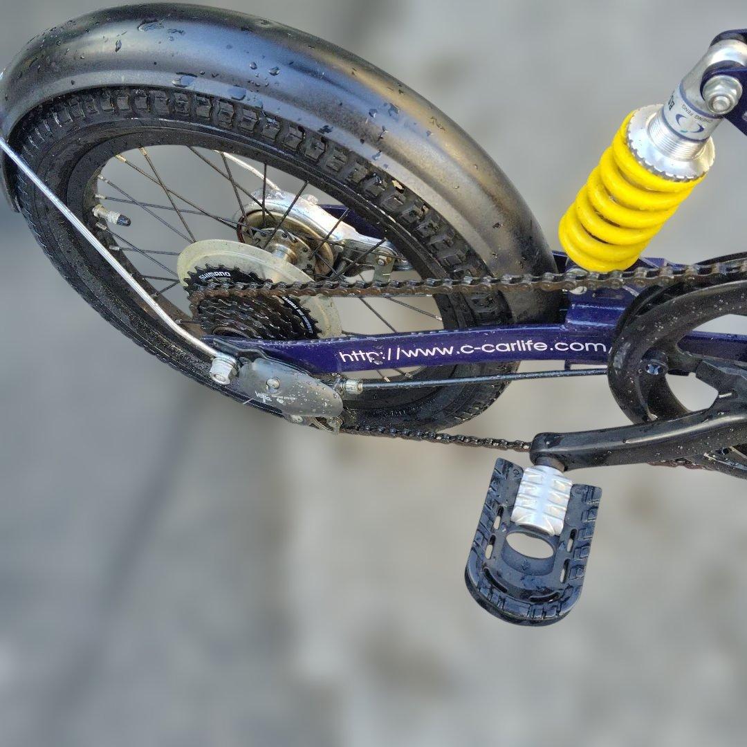 折りたたみ自転車 パープル 前面バスケット付き