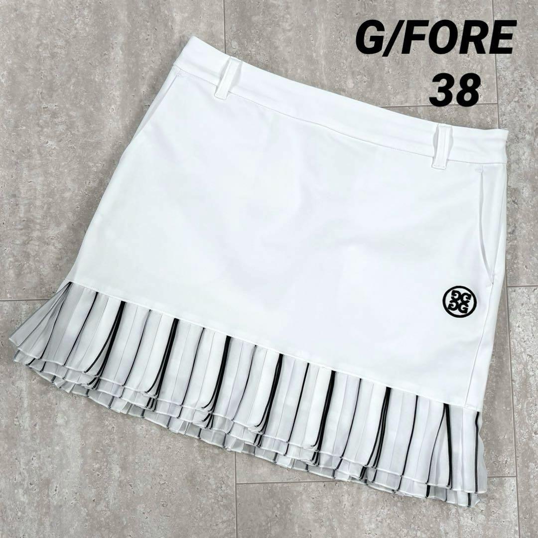 ジーフォア　G/FORE スカート　ロゴ刺繍　裾フリル　裾シフォン　38 M