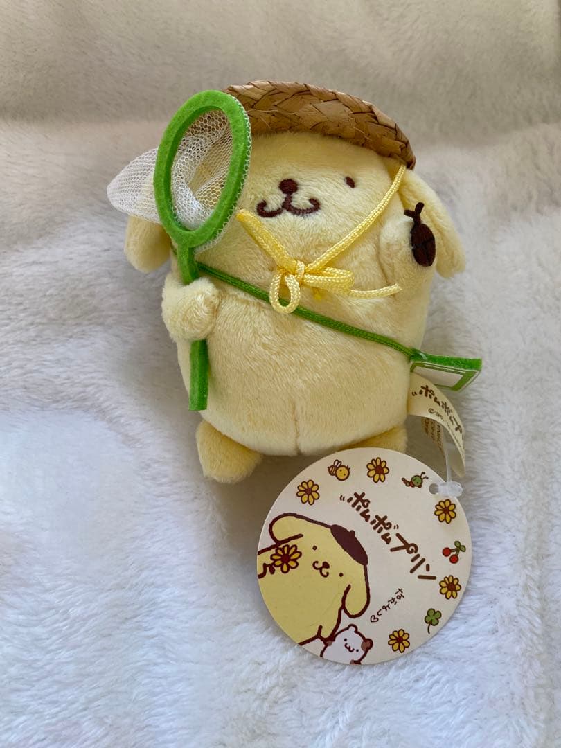ポムポムプリン ぬいぐるみマスコット 麦わら帽子付き