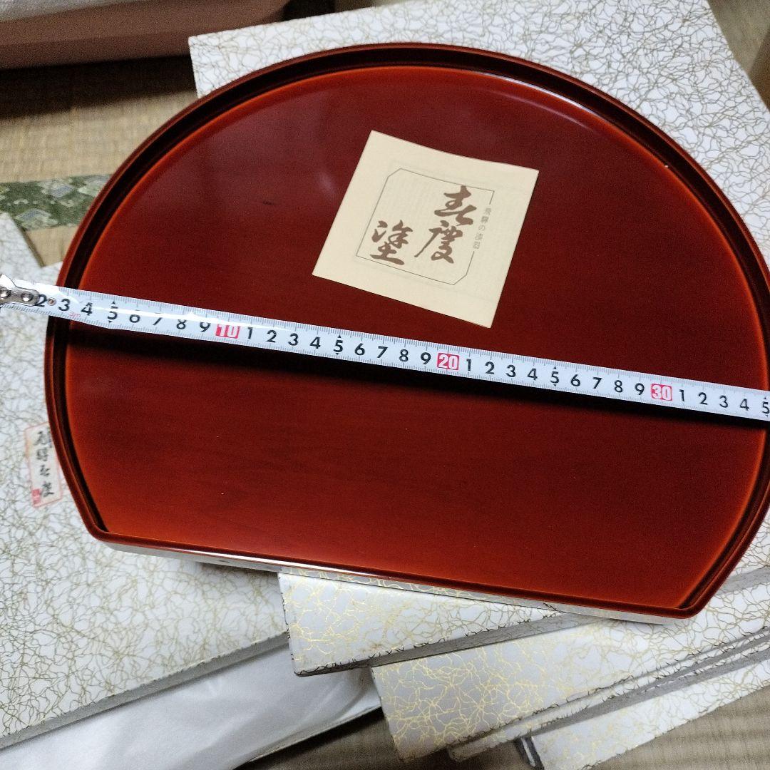 未使用 飛騨の漆器 春慶塗 半月盆 お盆 10枚