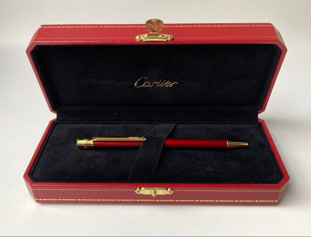 カルティエ　サントスドゥ　ビス　バーガンディ　イエローゴールド　ボールペン