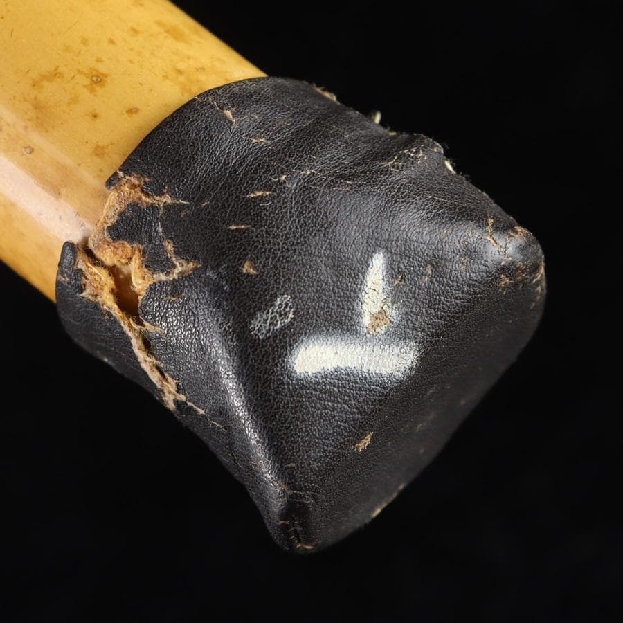 Y3273-1 琴古流 尺八 隆風銘 銀三線 螺鈿細工 全長40㎝ 竹製　EE