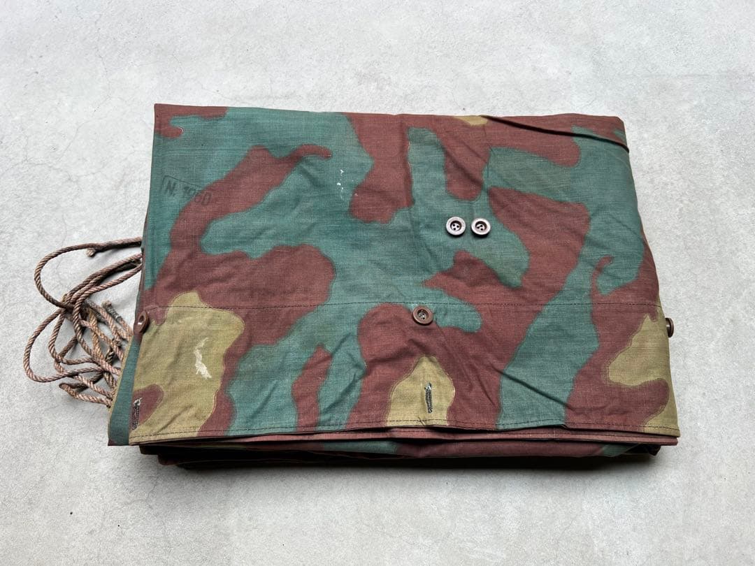 ②1950年 デッドストック イタリア軍幕 タープ テント サンマルコ迷彩 実物