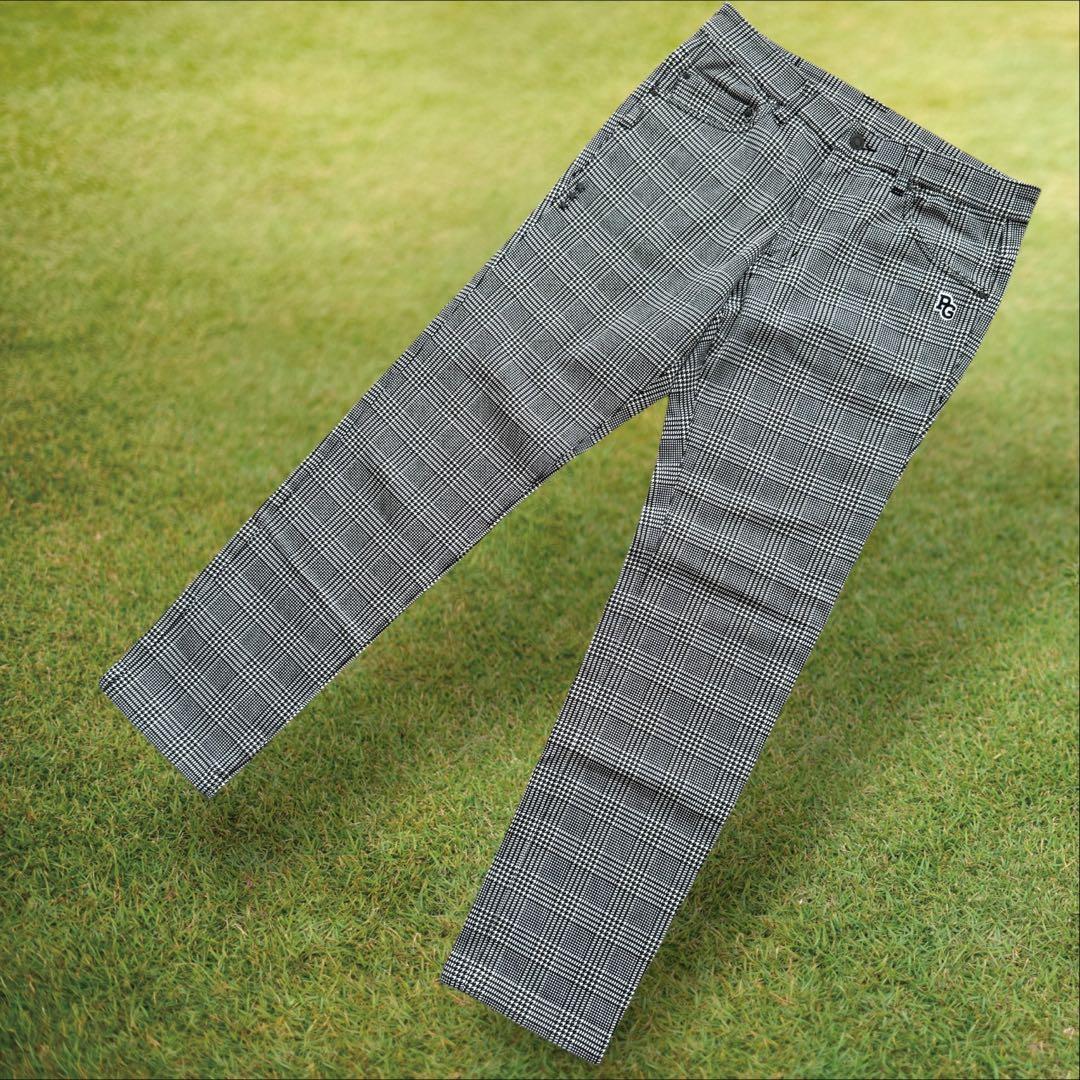 裏起毛　パーリーゲイツ　パンツ　黒　白　チェック　千鳥格子　M〜L相当　4