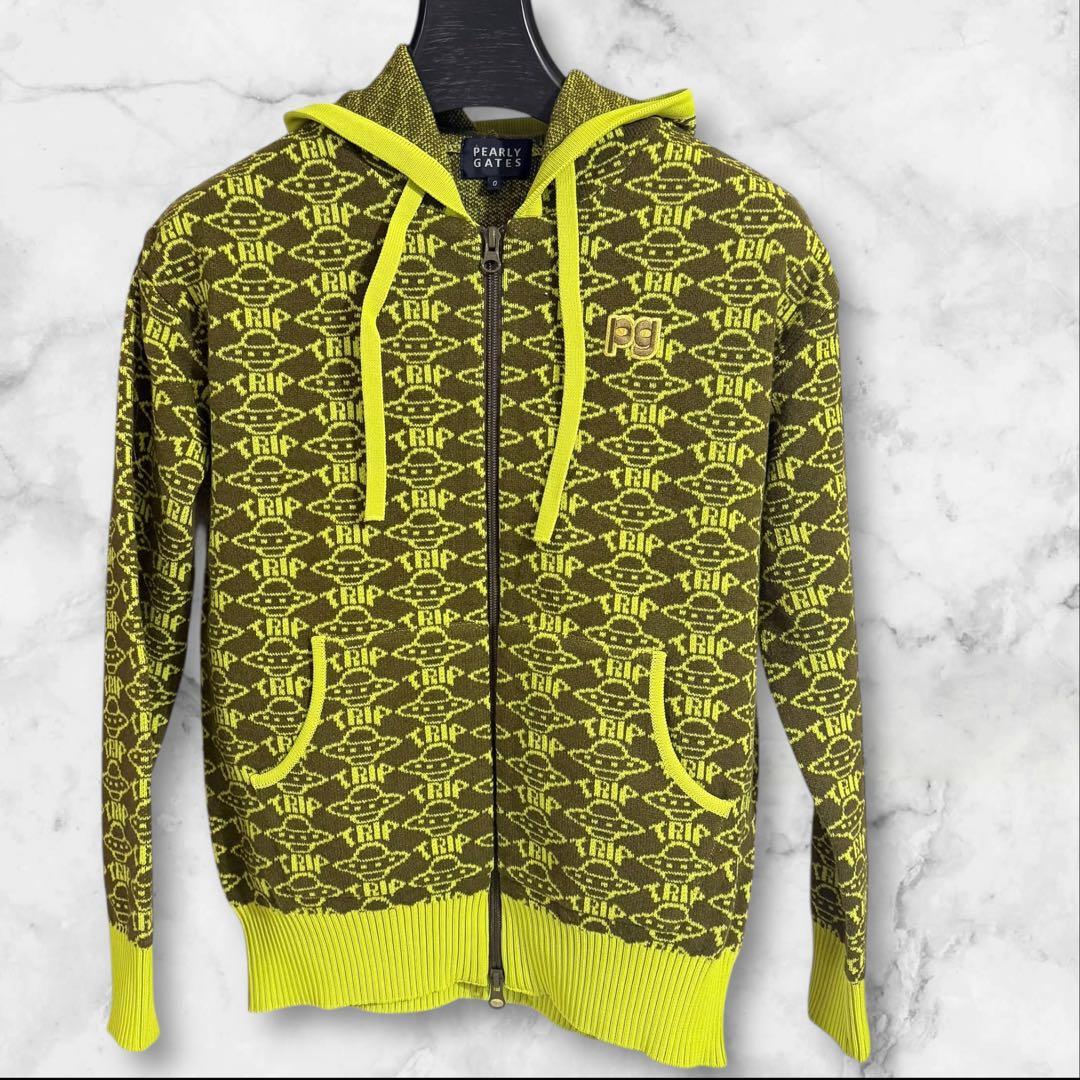 PEARLYGATES UFO総柄ニットジップアップジャケット　サイズ0美品
