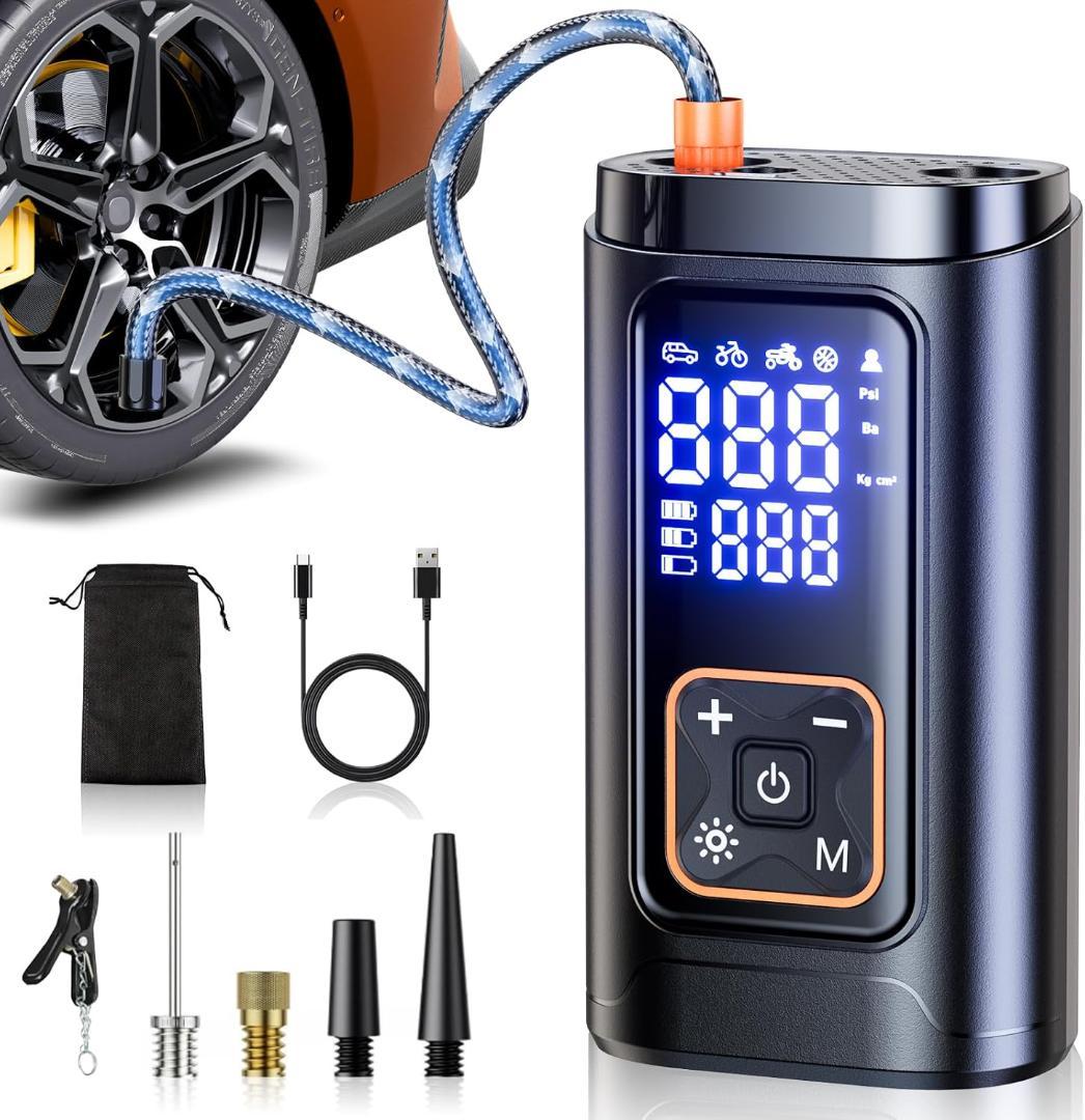 Philoent 自転車 空気入れ 電動空気入れ 超小型 車 エアポンプ 自動