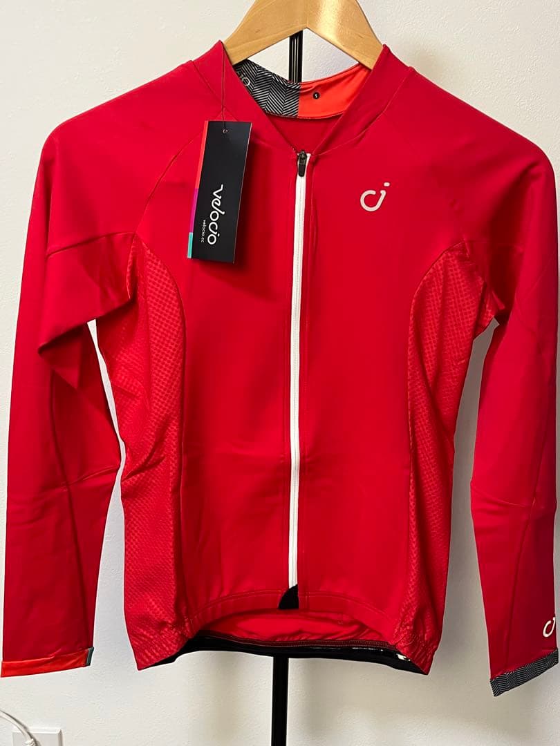 Velocio サイクルジャージ ロングスリーブ 春夏 Sレディース レッド