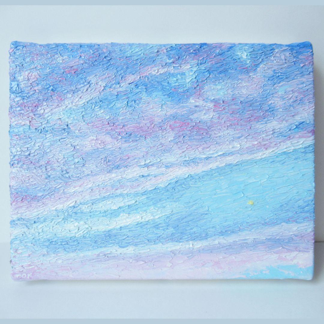 ［匿名で配送］ 一点もの 夕方 空 星 油絵 油彩 絵