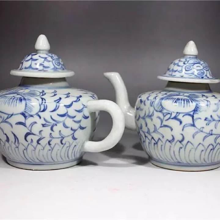 中国骨董 清時代 嘉庆年製，青花茶壷