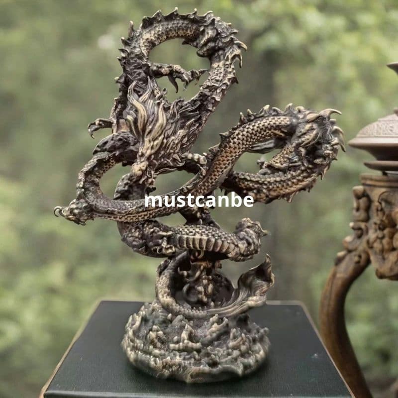 銅器 神獣 盤竜 神竜 招財 鎮宅 装飾品 工芸品 置物