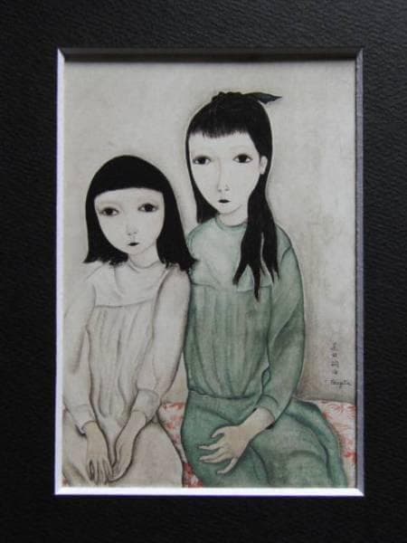 藤田嗣治、【二人の女友達】、希少画集画、新品高級額・額装付