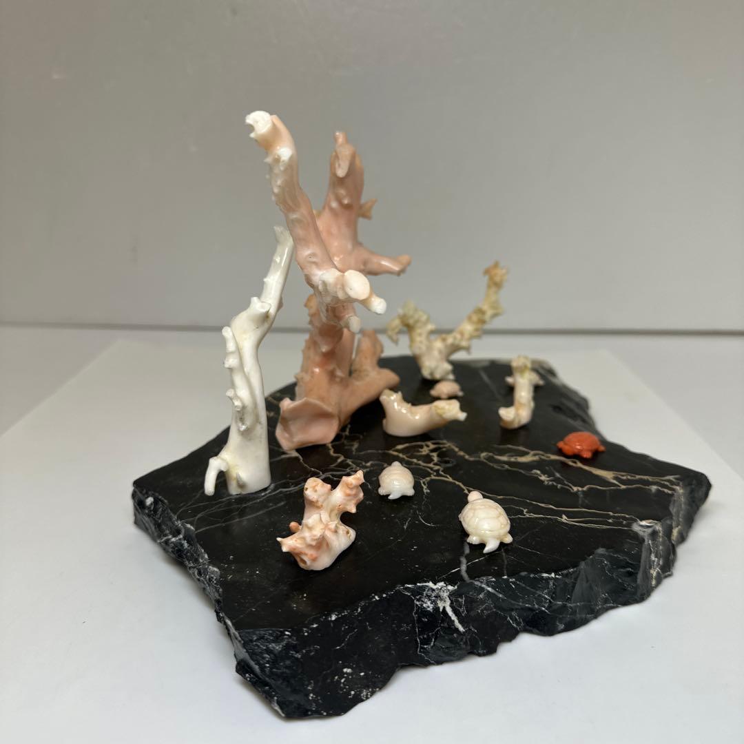 本ぼけ珊瑚　極太原木　赤珊瑚カメ　置物　約291gトコエ　東さ8-0104☆1F