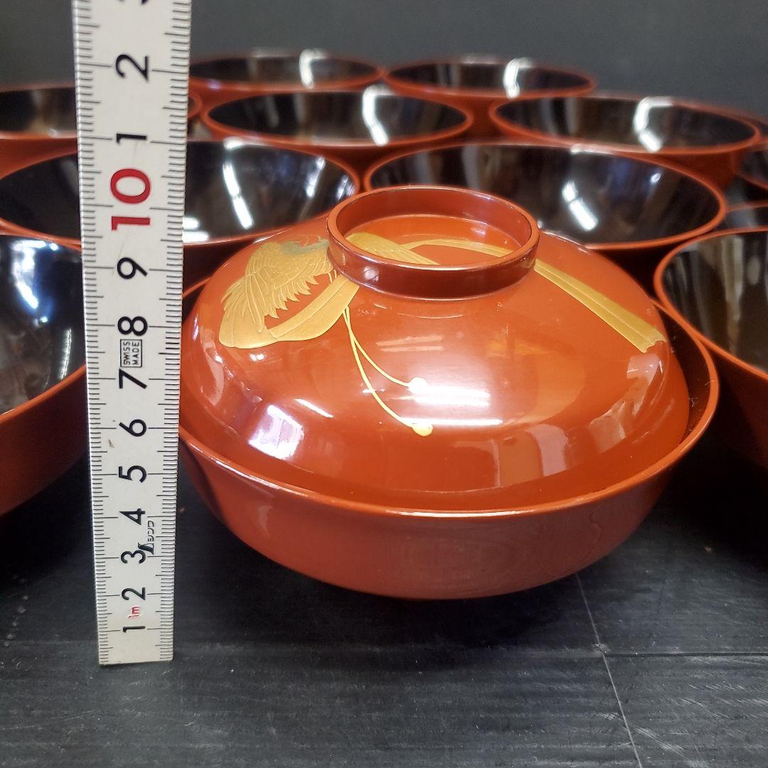 輪島塗 三保松原 羽衣 金蒔絵 漆器 吸物碗 10客