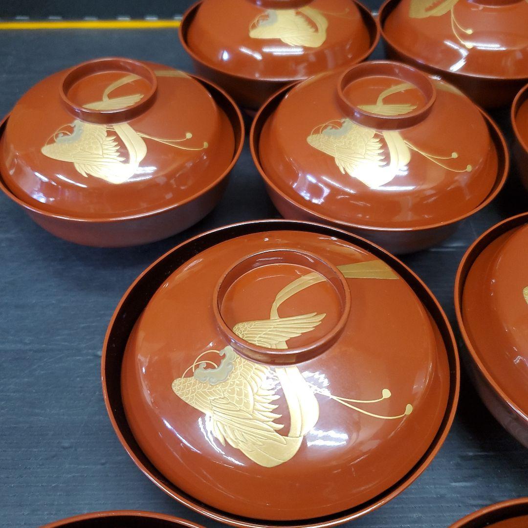 輪島塗 三保松原 羽衣 金蒔絵 漆器 吸物碗 10客