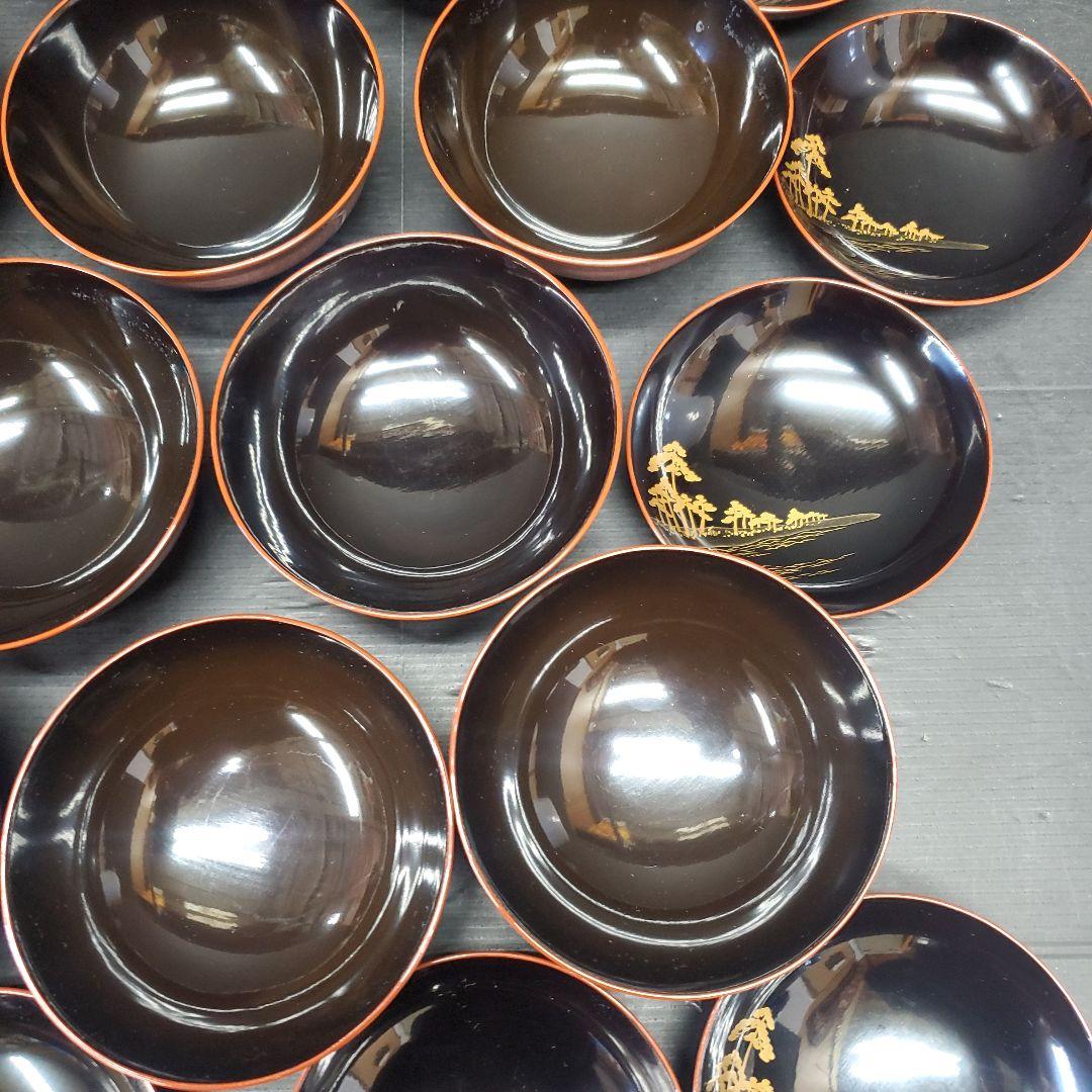 輪島塗 三保松原 羽衣 金蒔絵 漆器 吸物碗 10客