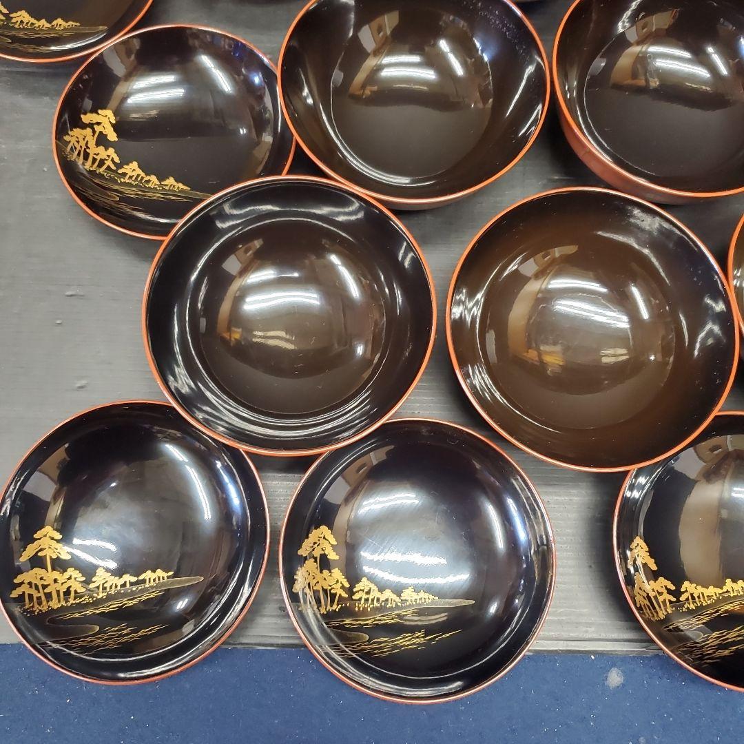 輪島塗 三保松原 羽衣 金蒔絵 漆器 吸物碗 10客