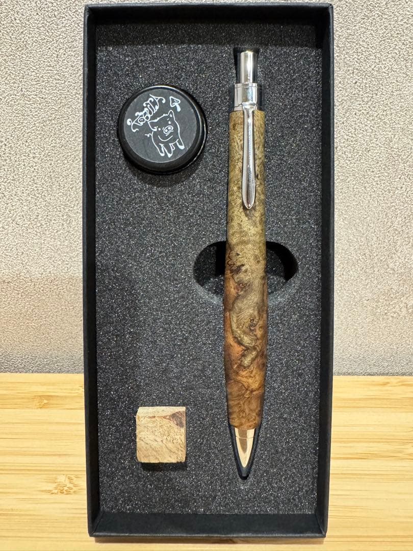 こぶた工房　極上 花梨瘤 赤青　木軸ボールペン