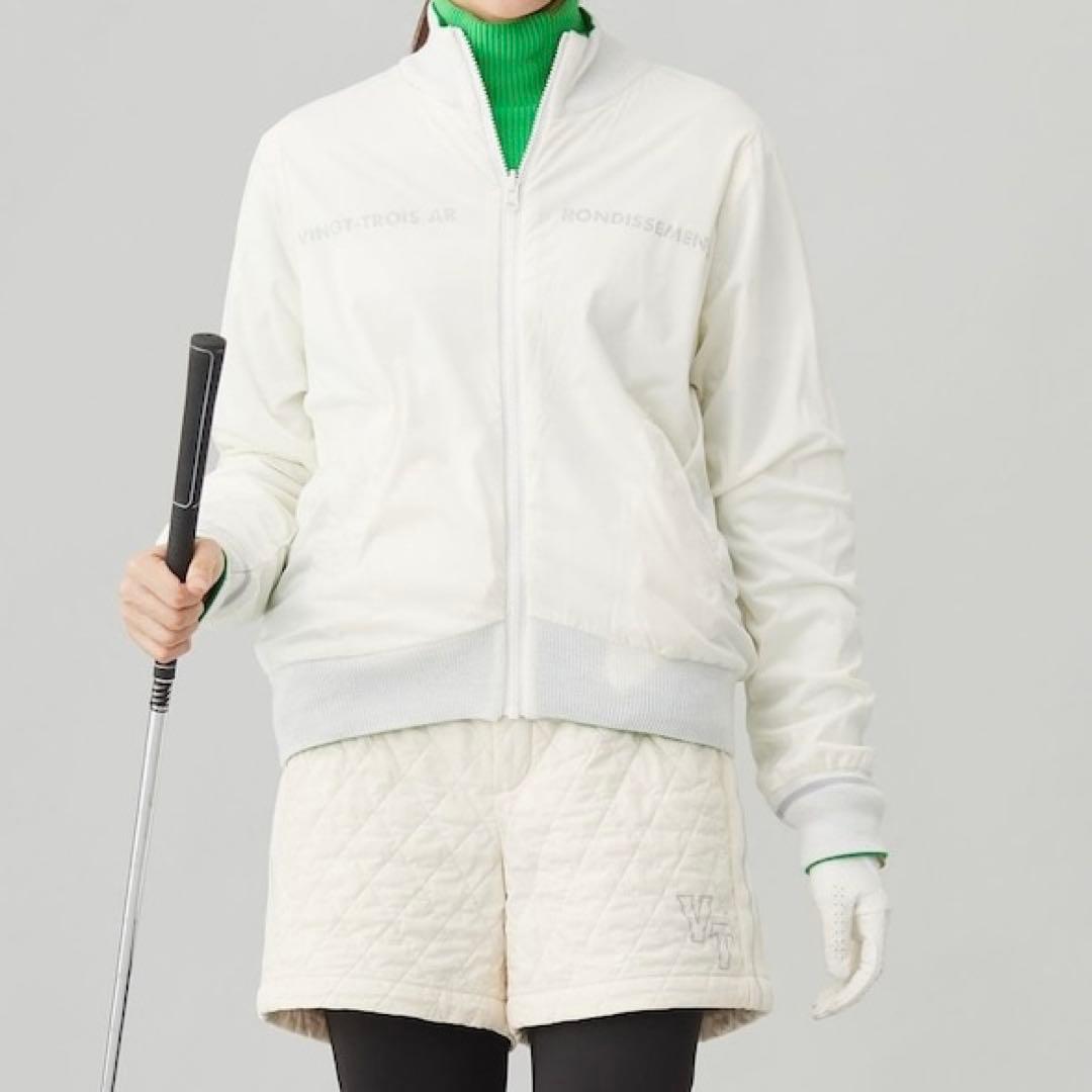 【新品未使用】23区ゴルフ M 2倍可愛い 映えカワ リバーシブルニットブルゾン