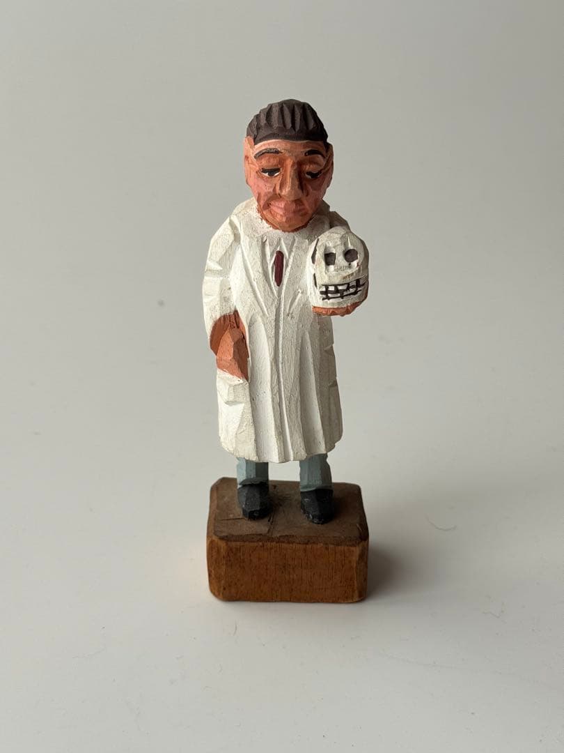 ヴィンテージ 木彫りウッドカービング マドロス人形 アメリカ 医者 頭蓋骨付き