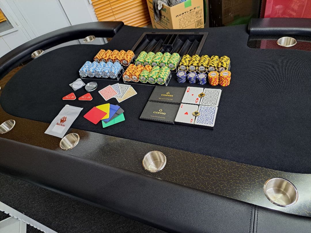 ポーカーチップ６種類５５０枚&カードセット　モンテカルロ　クレイ　中古品