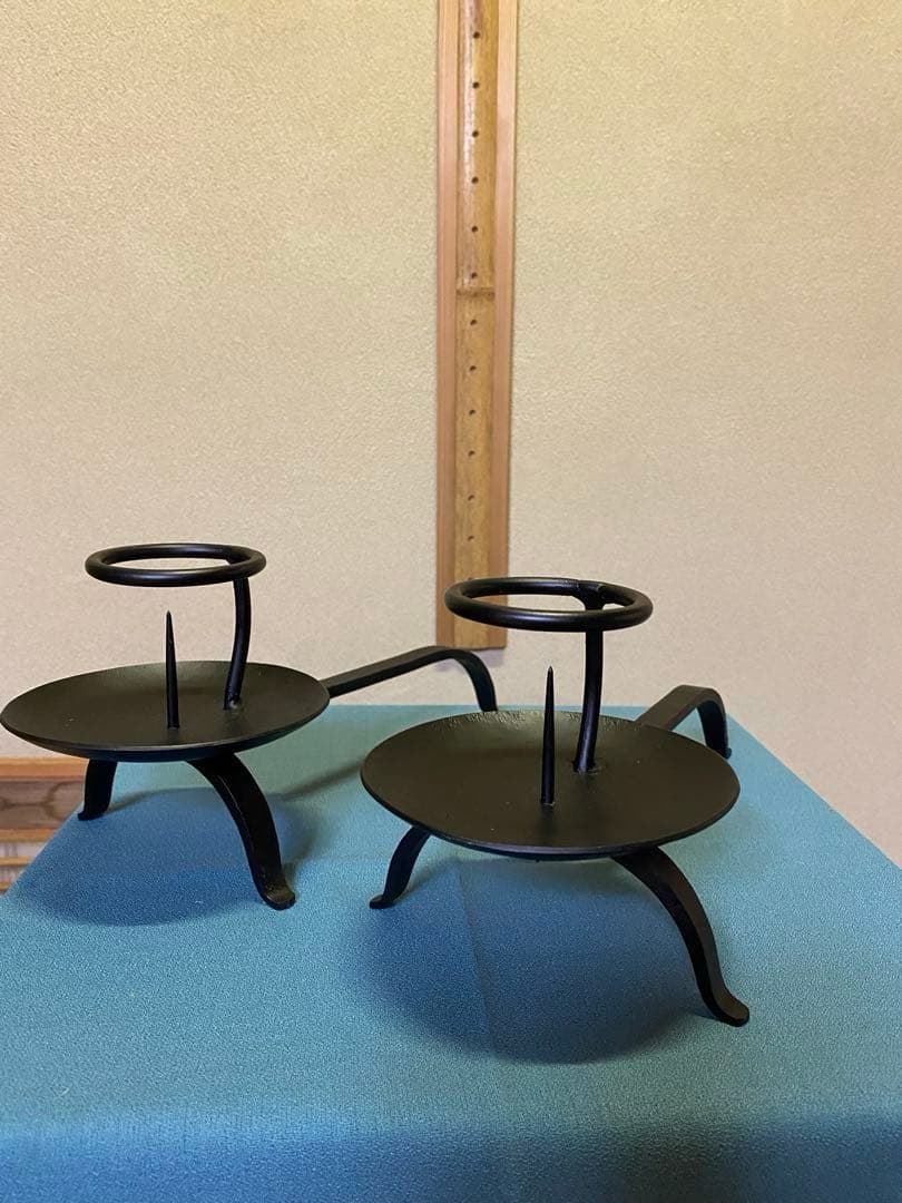 茶道具/ 夜咄道具 手燭 懐石 蝋燭立て 一対