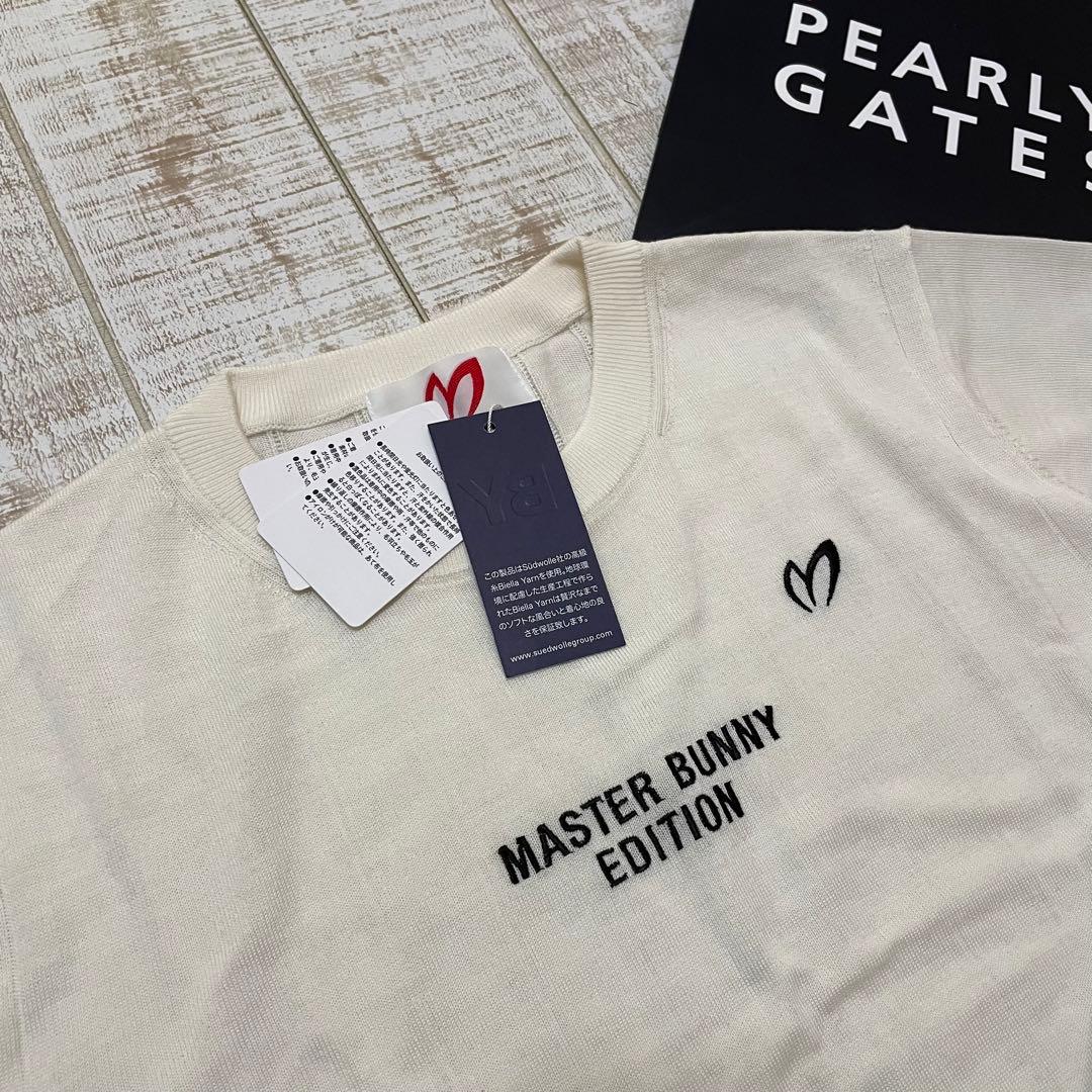 新品 マスターバニー 長袖ニット シンプルロゴ ホワイト Mサイズ（4）