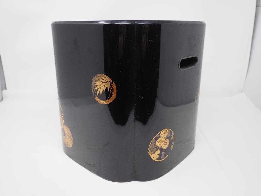 輪島塗　小型火鉢　漆塗り　金蒔絵　手あぶり火鉢