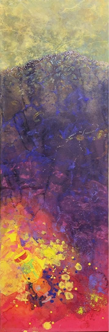 日本画2枚セット　波　浜辺　海　岩絵具