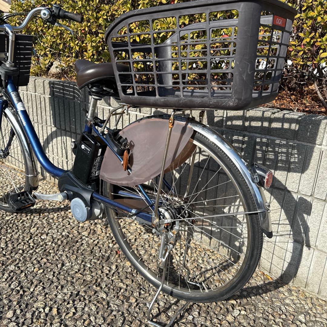 パナソニック 26インチ 電動アシスト, シティタイプ 青色 前後バスケット付き