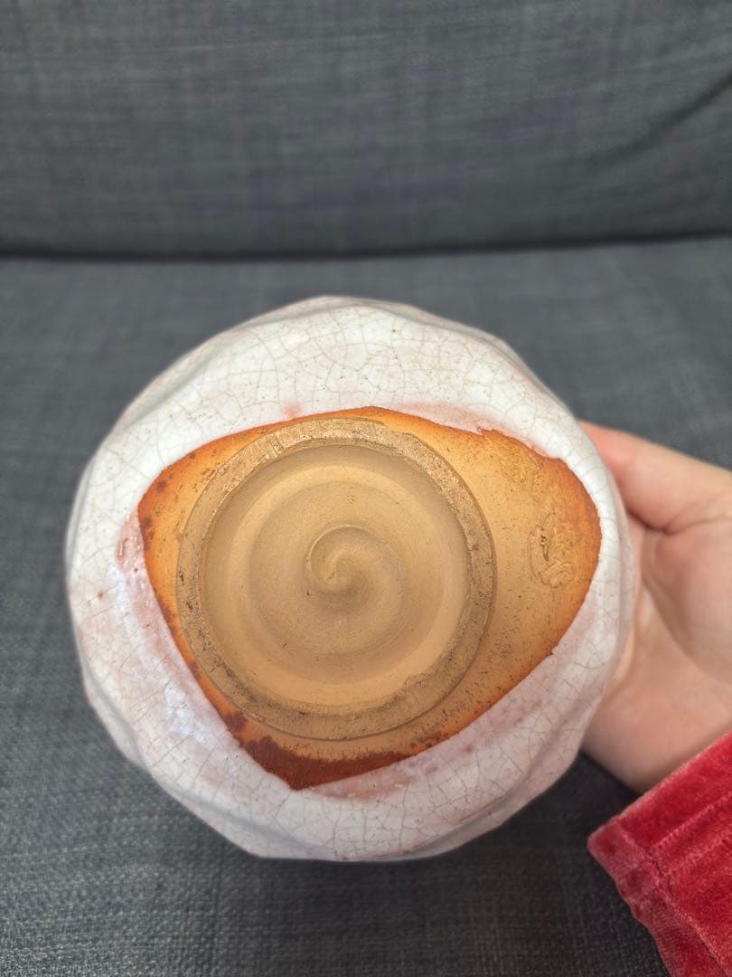 貫入 釉 薄桃色 茶碗 【作家印あり】