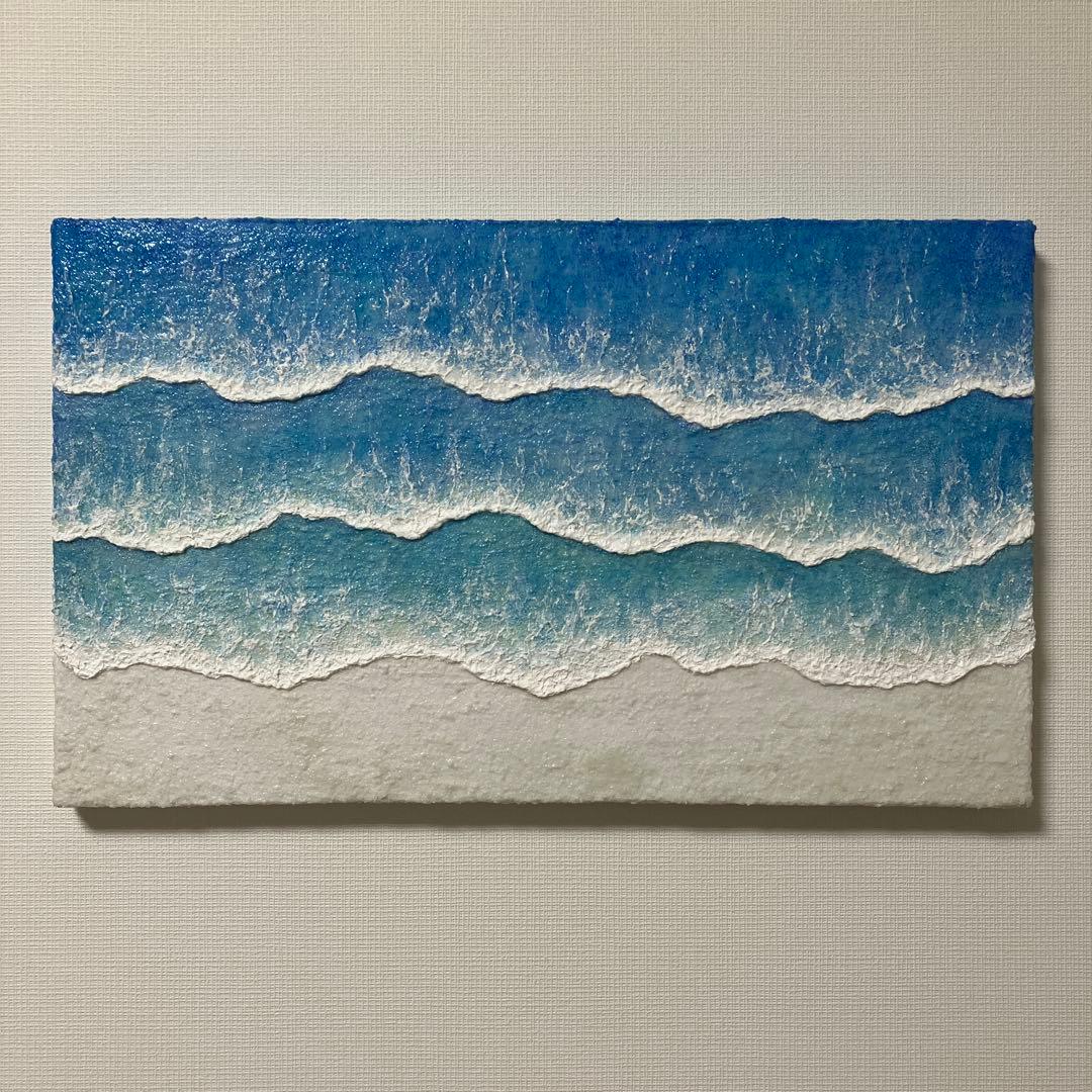 絵画　アクリル画　原画　海　癒し　風景画　テクスチャーアート　一点物　Ｓ.Ｉ