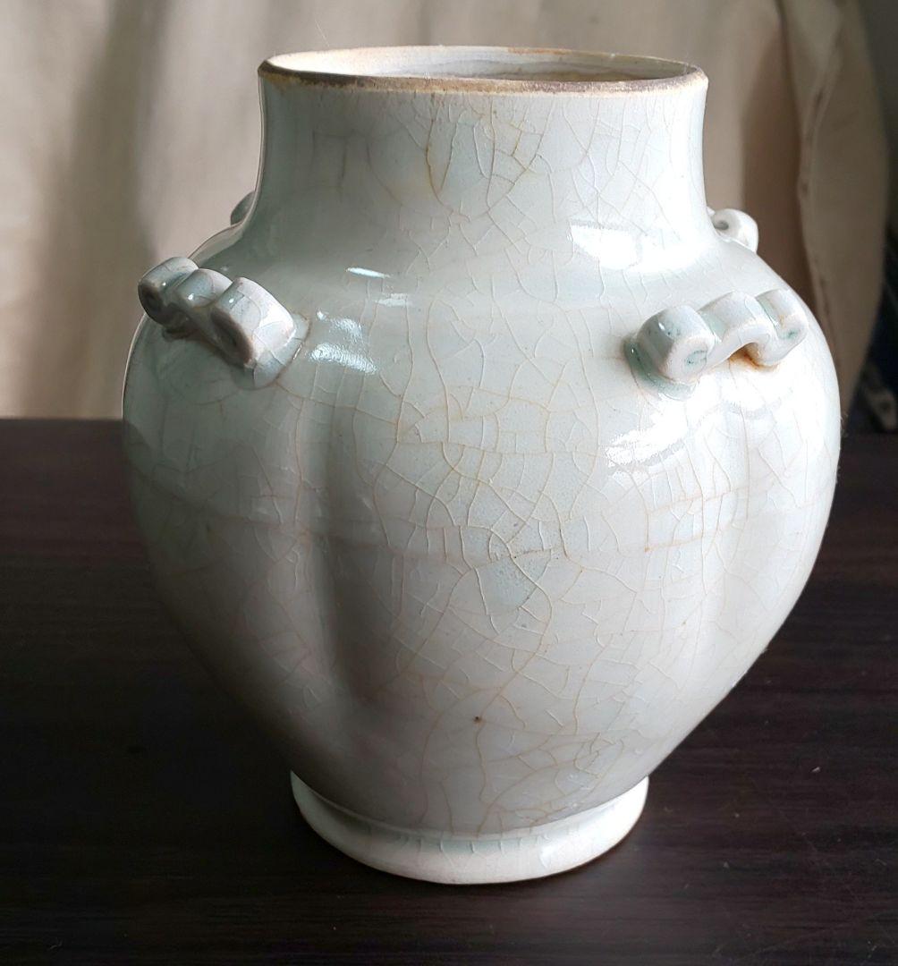 中国美術 宋 白磁 蓋付壺四耳壺 北宋時代(１２世紀後期)