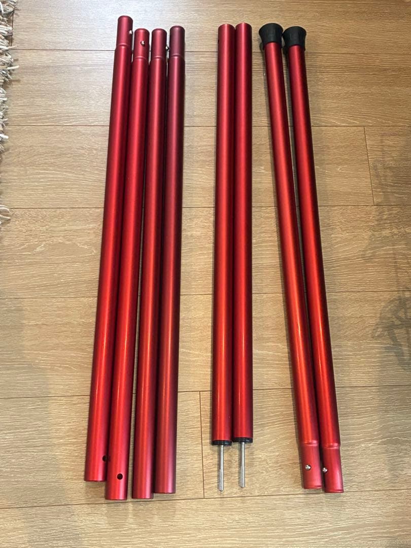  peak 赤いアルミ製テントポール280cm 2本セット