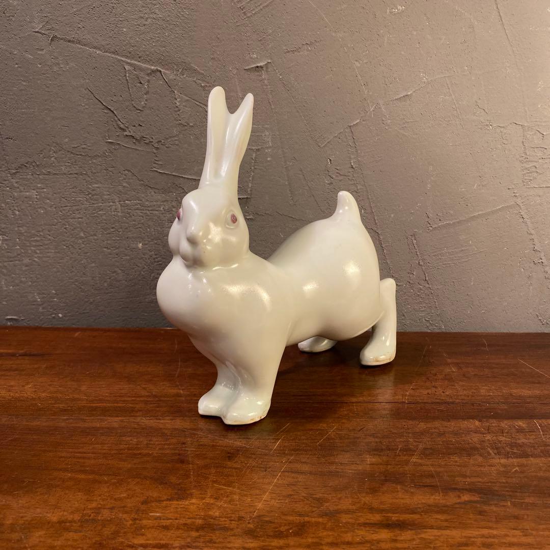 骨董品 兎 陶器製置物 フィギュリン オブジェ 昭和レトロ コレクション