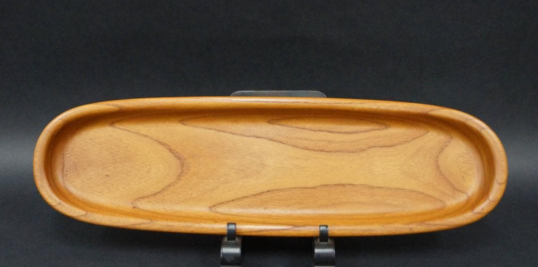 欅製 煎茶盆 一文字盆 刳り貫き盆 楕円盆 / 煎茶道具